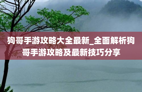 狗哥手游攻略大全最新_全面解析狗哥手游攻略及最新技巧分享