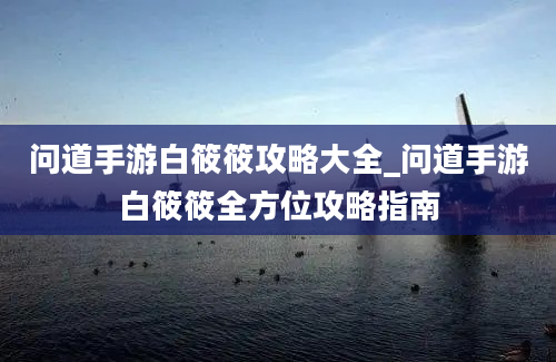 问道手游白筱筱攻略大全_问道手游白筱筱全方位攻略指南