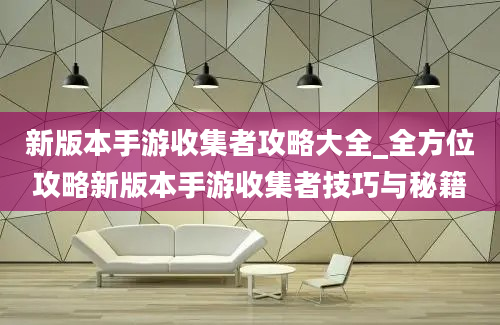 新版本手游收集者攻略大全_全方位攻略新版本手游收集者技巧与秘籍