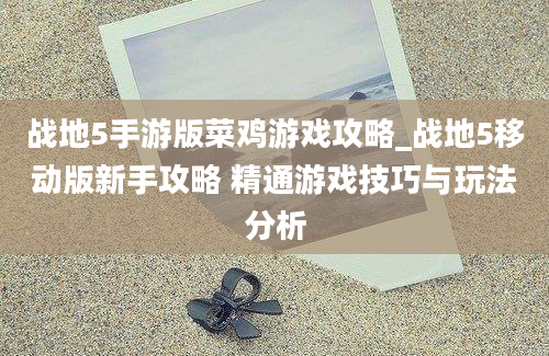 战地5手游版菜鸡游戏攻略_战地5移动版新手攻略 精通游戏技巧与玩法分析