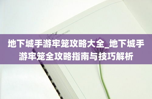 地下城手游牢笼攻略大全_地下城手游牢笼全攻略指南与技巧解析