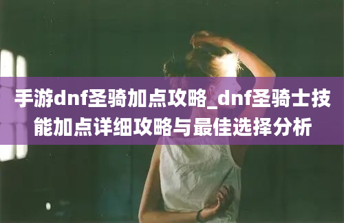 手游dnf圣骑加点攻略_dnf圣骑士技能加点详细攻略与最佳选择分析