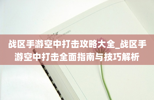 战区手游空中打击攻略大全_战区手游空中打击全面指南与技巧解析