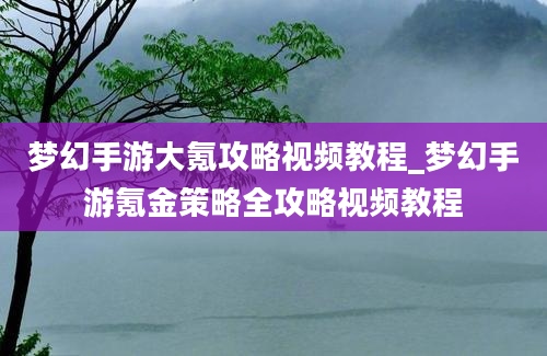 梦幻手游大氪攻略视频教程_梦幻手游氪金策略全攻略视频教程