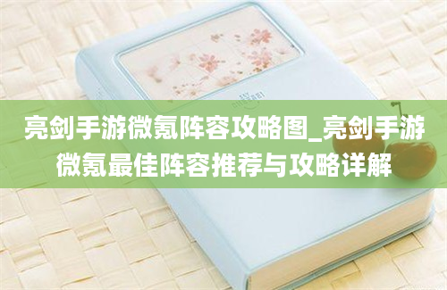 亮剑手游微氪阵容攻略图_亮剑手游微氪最佳阵容推荐与攻略详解