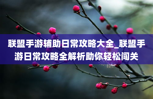 联盟手游辅助日常攻略大全_联盟手游日常攻略全解析助你轻松闯关