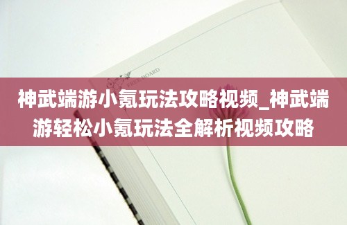 神武端游小氪玩法攻略视频_神武端游轻松小氪玩法全解析视频攻略