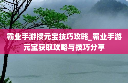 霸业手游攒元宝技巧攻略_霸业手游元宝获取攻略与技巧分享