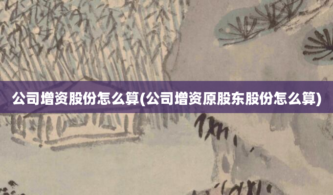 公司增资股份怎么算(公司增资原股东股份怎么算)