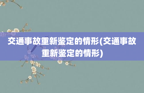 交通事故重新鉴定的情形(交通事故重新鉴定的情形)