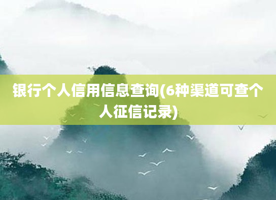 银行个人信用信息查询(6种渠道可查个人征信记录)