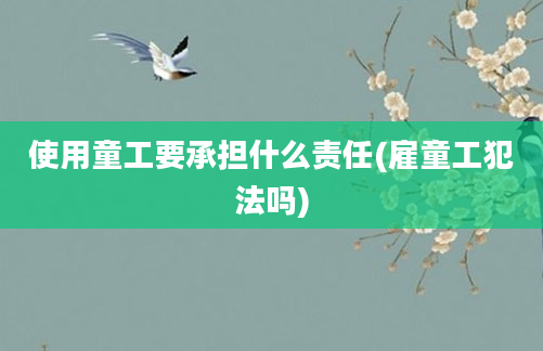 使用童工要承担什么责任(雇童工犯法吗)