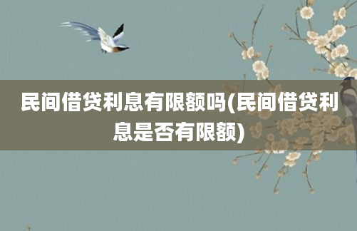 民间借贷利息有限额吗(民间借贷利息是否有限额)