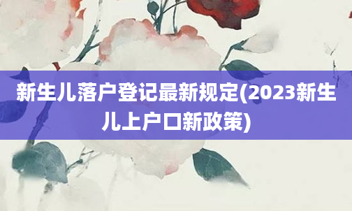 新生儿落户登记最新规定(2023新生儿上户口新政策)