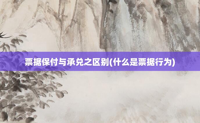 票据保付与承兑之区别(什么是票据行为)