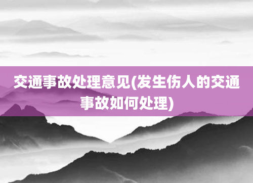 交通事故处理意见(发生伤人的交通事故如何处理)