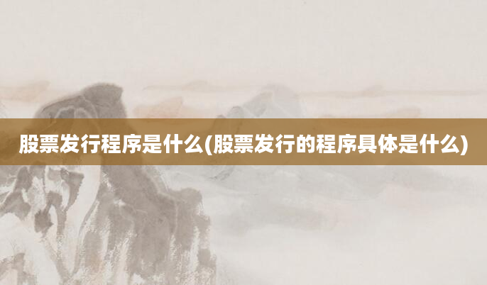 股票发行程序是什么(股票发行的程序具体是什么)