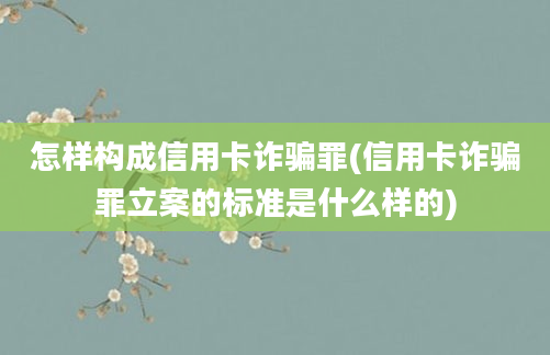 怎样构成信用卡诈骗罪(信用卡诈骗罪立案的标准是什么样的)