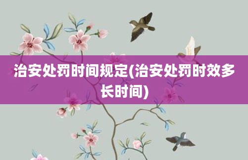 治安处罚时间规定(治安处罚时效多长时间)