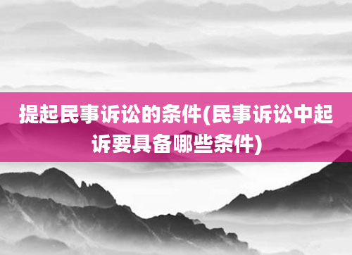 提起民事诉讼的条件(民事诉讼中起诉要具备哪些条件)