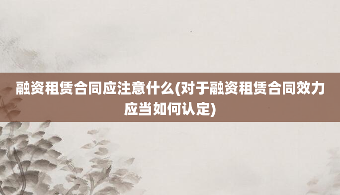 融资租赁合同应注意什么(对于融资租赁合同效力应当如何认定)