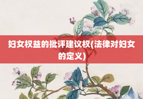 妇女权益的批评建议权(法律对妇女的定义)