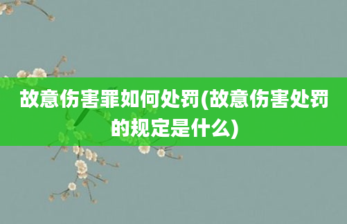 故意伤害罪如何处罚(故意伤害处罚的规定是什么)