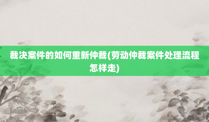 裁决案件的如何重新仲裁(劳动仲裁案件处理流程怎样走)