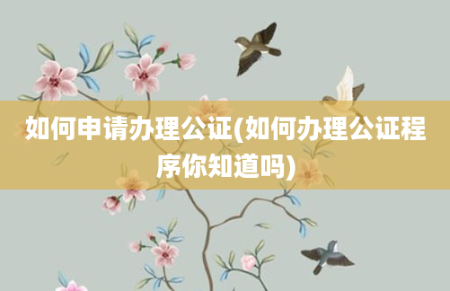 如何申请办理公证(如何办理公证程序你知道吗)