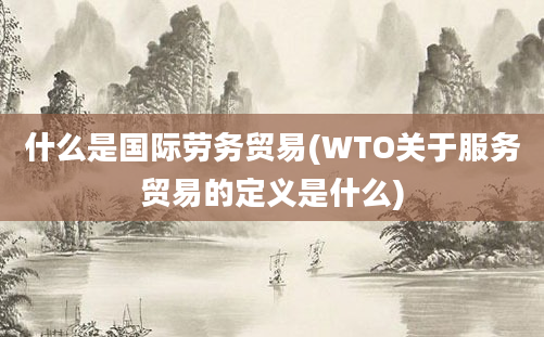 什么是国际劳务贸易(WTO关于服务贸易的定义是什么)