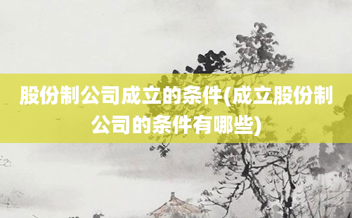 股份制公司成立的条件(成立股份制公司的条件有哪些)