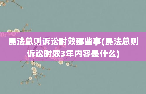 民法总则诉讼时效那些事(民法总则诉讼时效3年内容是什么)