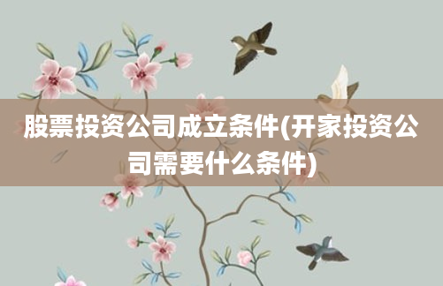 股票投资公司成立条件(开家投资公司需要什么条件)