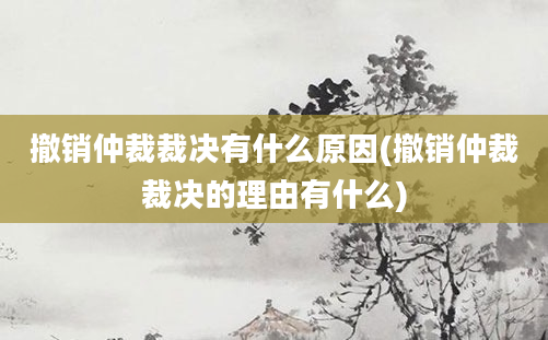 撤销仲裁裁决有什么原因(撤销仲裁裁决的理由有什么)