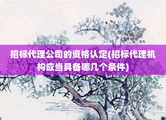 招标代理公司的资格认定(招标代理机构应当具备哪几个条件)