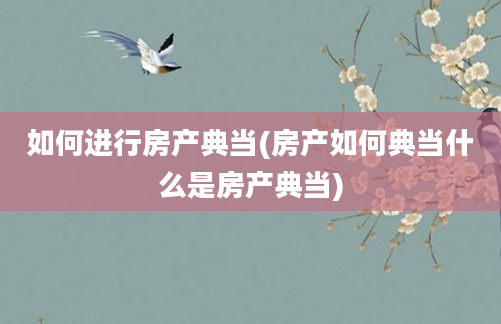 如何进行房产典当(房产如何典当什么是房产典当)