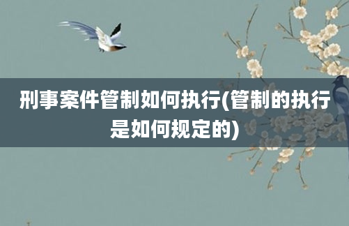 刑事案件管制如何执行(管制的执行是如何规定的)