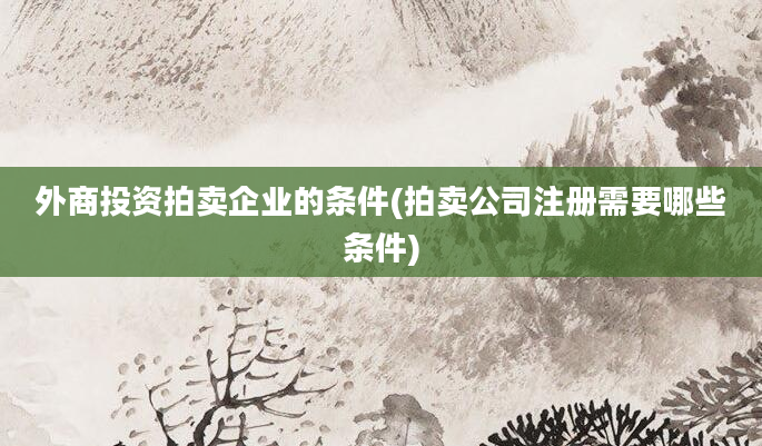 外商投资拍卖企业的条件(拍卖公司注册需要哪些条件)