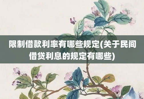 限制借款利率有哪些规定(关于民间借贷利息的规定有哪些)