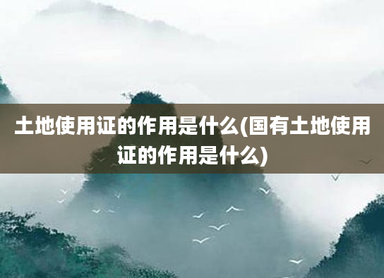 土地使用证的作用是什么(国有土地使用证的作用是什么)