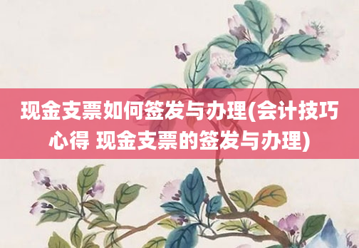 现金支票如何签发与办理(会计技巧心得 现金支票的签发与办理)