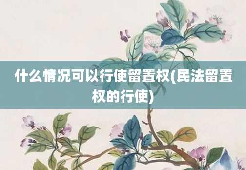 什么情况可以行使留置权(民法留置权的行使)