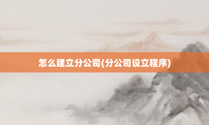 怎么建立分公司(分公司设立程序)