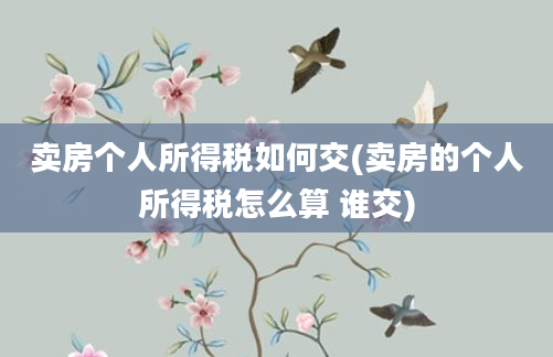 卖房个人所得税如何交(卖房的个人所得税怎么算 谁交)