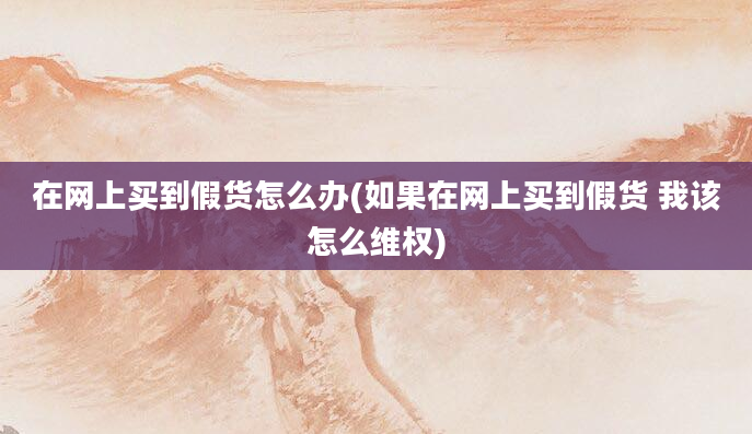 在网上买到假货怎么办(如果在网上买到假货 我该怎么维权)