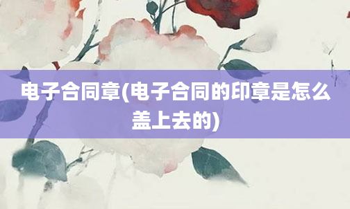 电子合同章(电子合同的印章是怎么盖上去的)