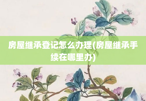 房屋继承登记怎么办理(房屋继承手续在哪里办)