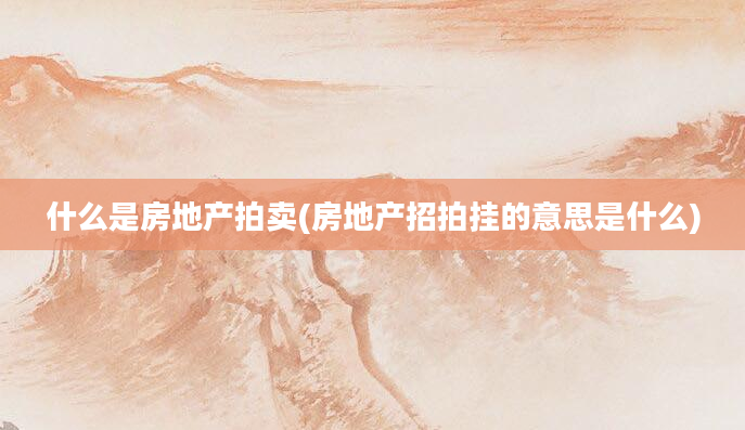 什么是房地产拍卖(房地产招拍挂的意思是什么)