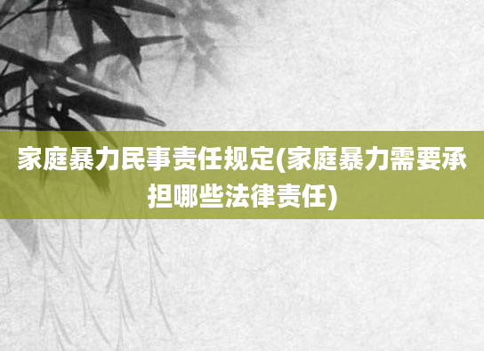 家庭暴力民事责任规定(家庭暴力需要承担哪些法律责任)