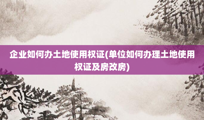 企业如何办土地使用权证(单位如何办理土地使用权证及房改房)